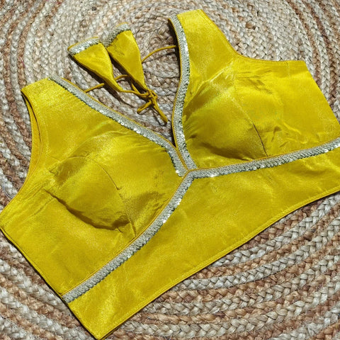 Readymade Blouse with Golden Lace Work