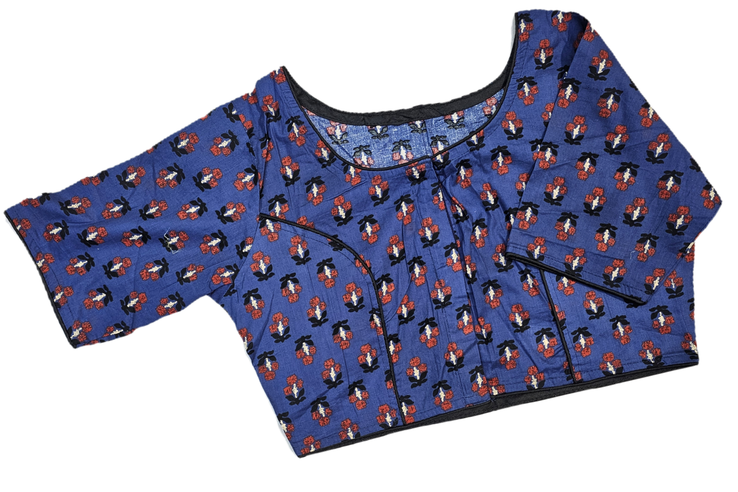 Big Size Pure Cotton Readymade Blouse with Ajrakh prints-Non Padded