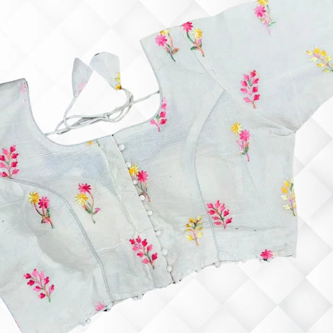Cambric Cotton Readymade Blouse Front Open