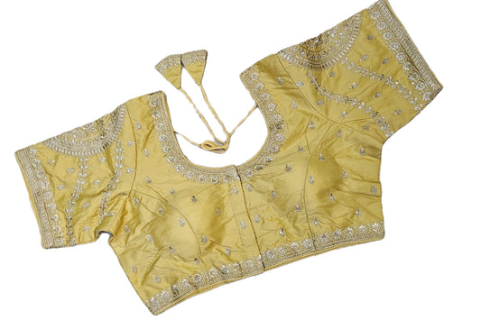 Bridal Look Plus Size Zari Embroidery Blouse with Designer Back Tie-Up