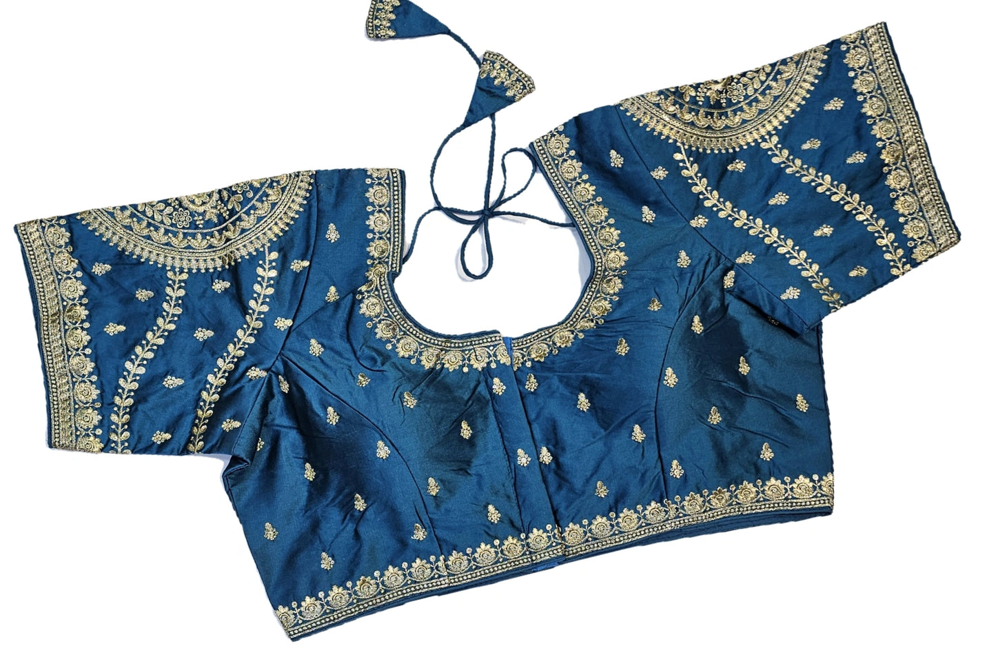 Bridal Look Plus Size Zari Embroidery Blouse with Designer Back Tie-Up