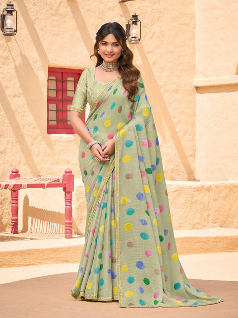 Pastel Green Chiffon Saree - Shamli