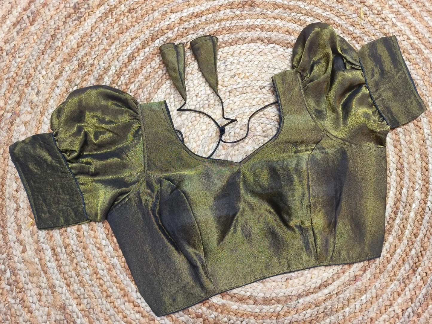 Ballon Sleeves Plain Readymade Blouse