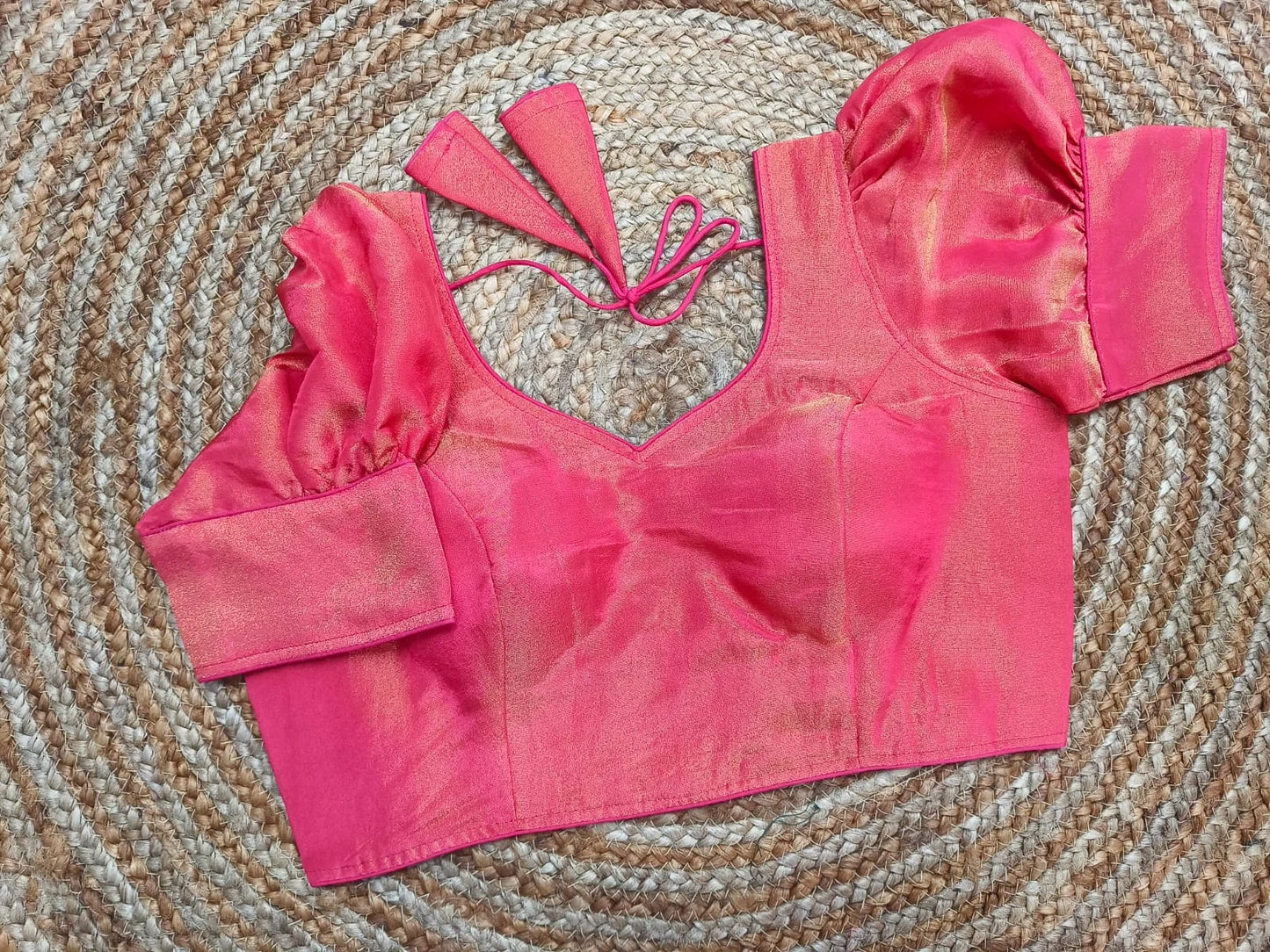 Ballon Sleeves Plain Readymade Blouse