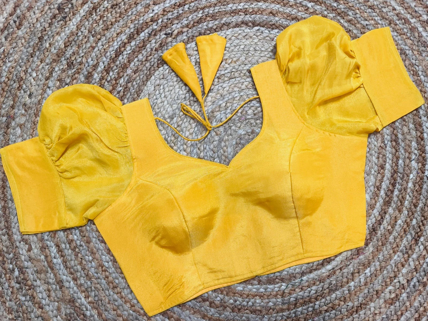 Ballon Sleeves Plain Readymade Blouse