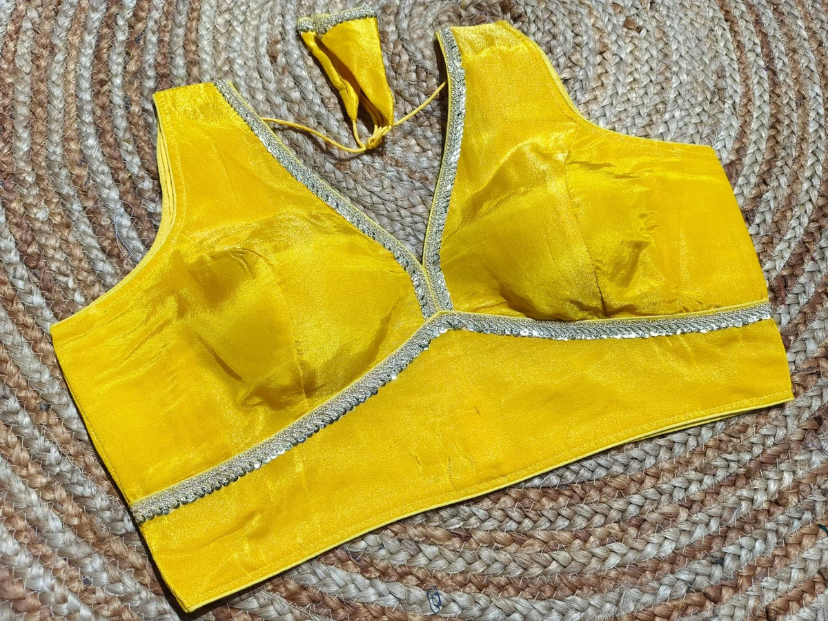 Readymade Blouse with Golden Lace Work