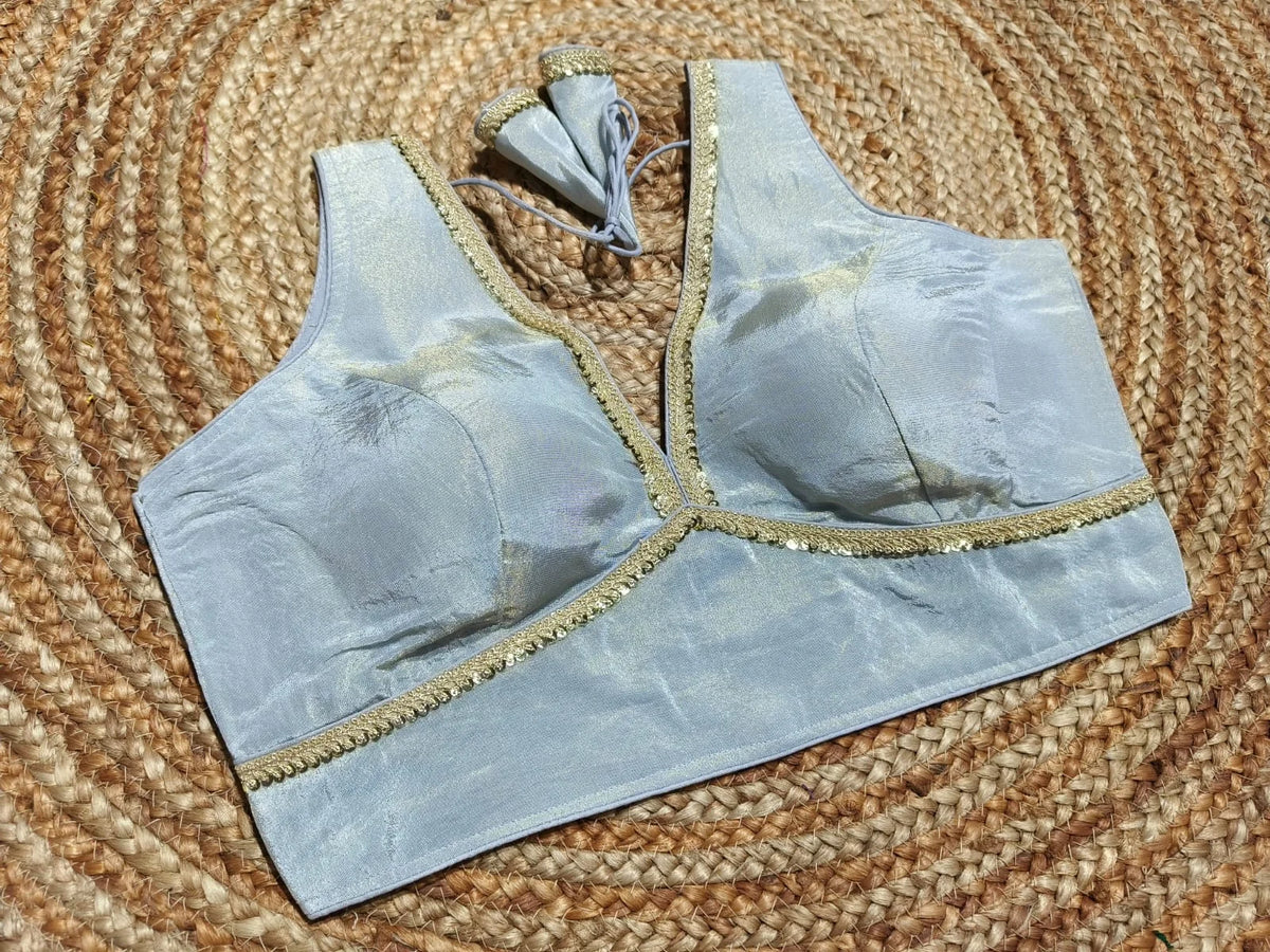 Readymade Blouse with Golden Lace Work