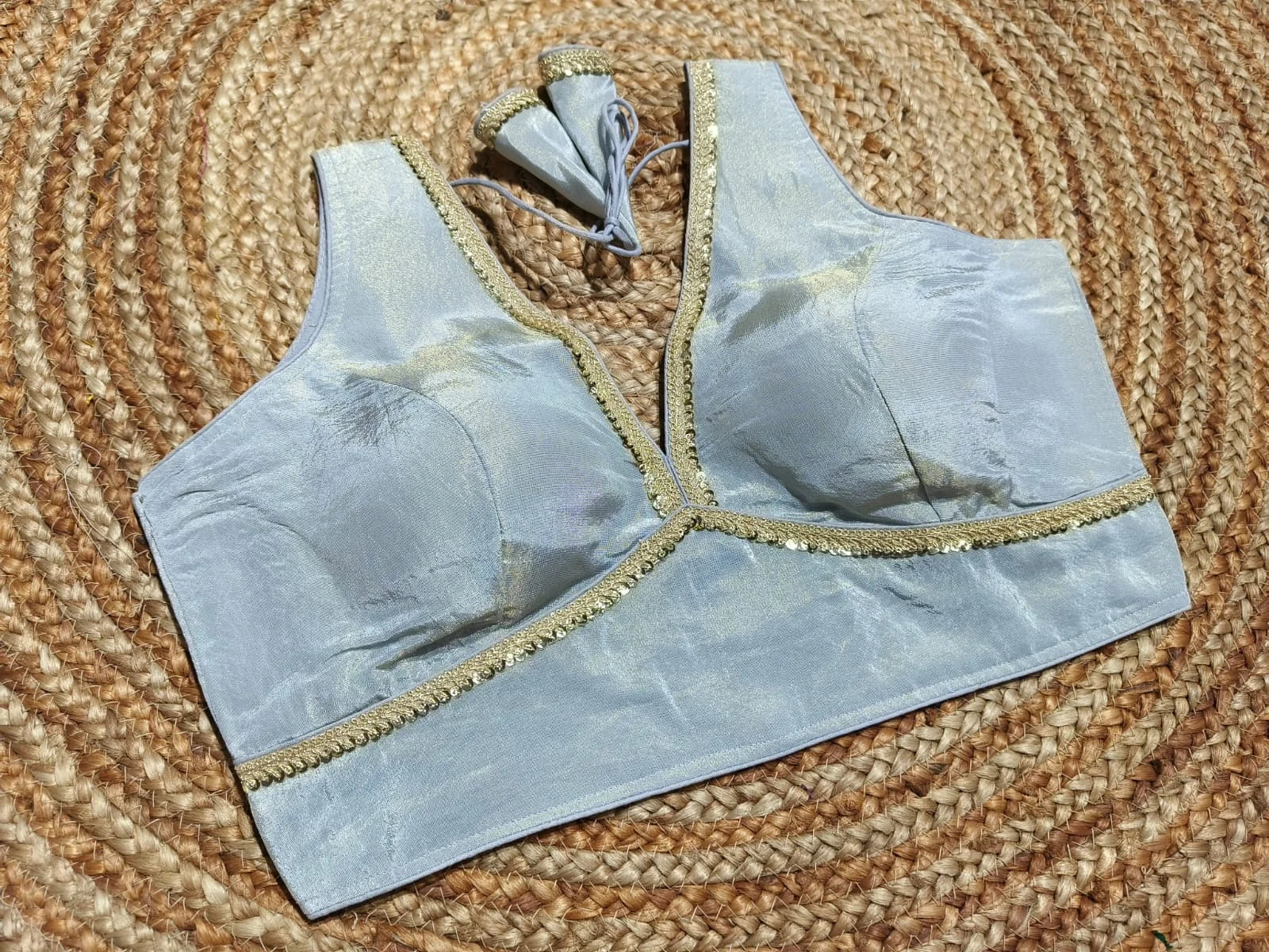 Readymade Blouse with Golden Lace Work