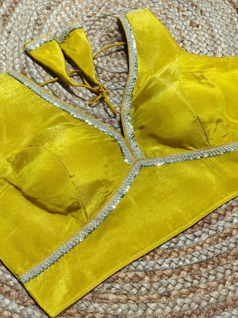 Readymade Blouse with Golden Lace Work