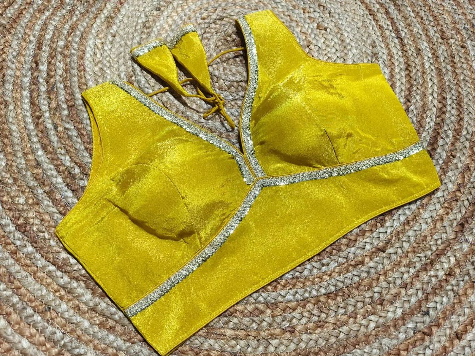 Readymade Blouse with Golden Lace Work