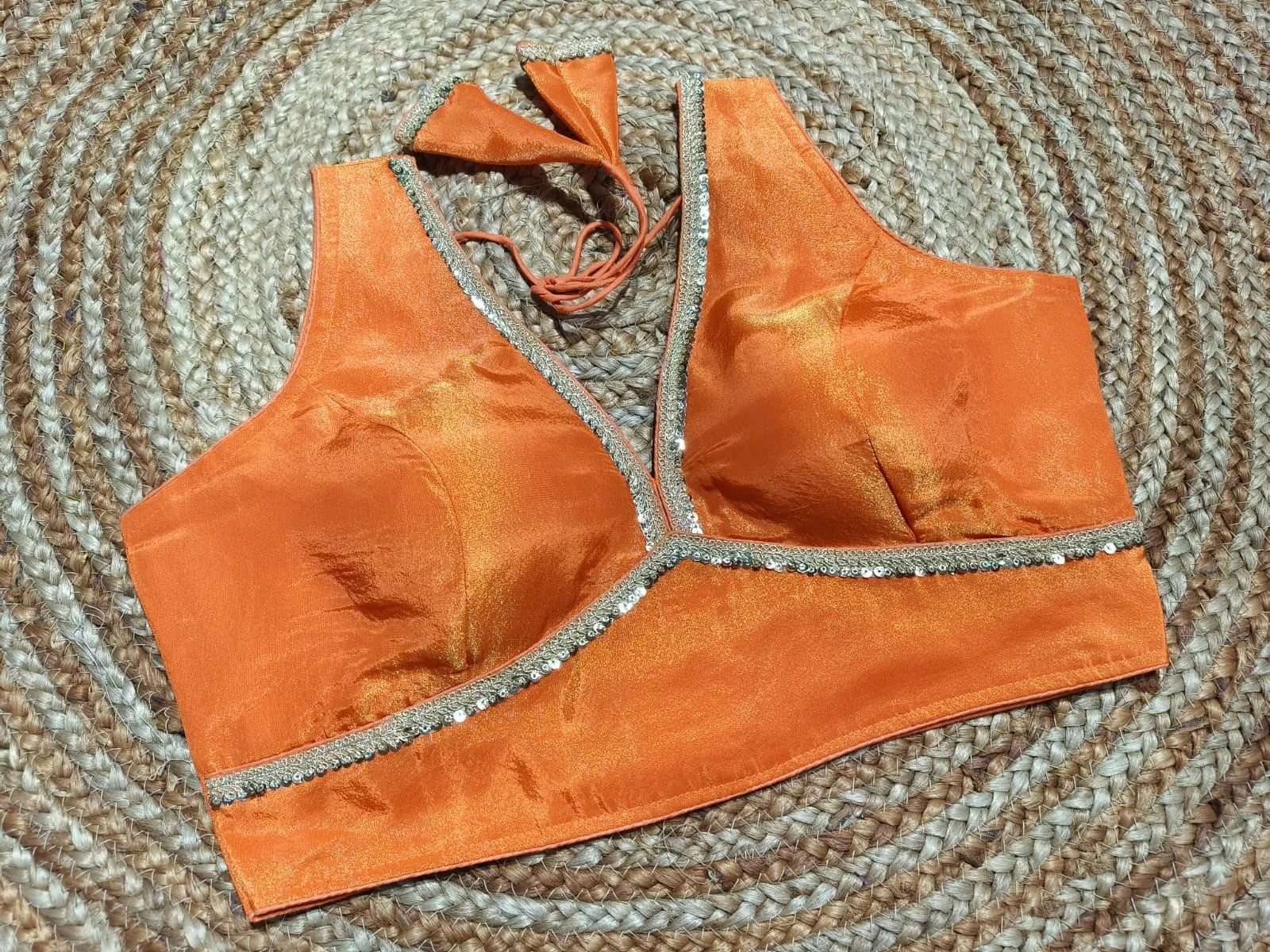 Readymade Blouse with Golden Lace Work