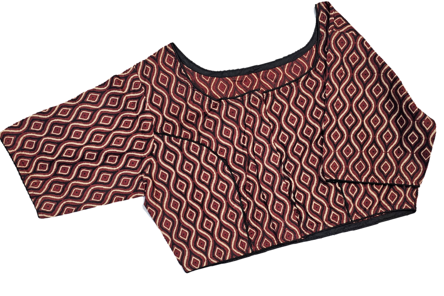 Big Size Pure Cotton Readymade Blouse with Ajrakh prints-Non Padded