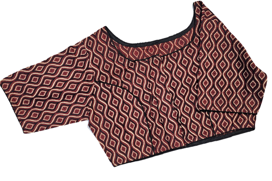 Big Size Pure Cotton Readymade Blouse with Ajrakh prints-Non Padded
