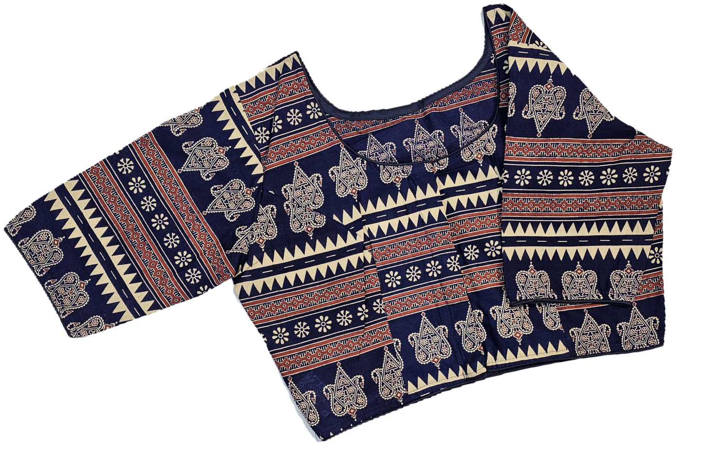Big Size Pure Cotton Readymade Blouse with Ajrakh prints-Non Padded