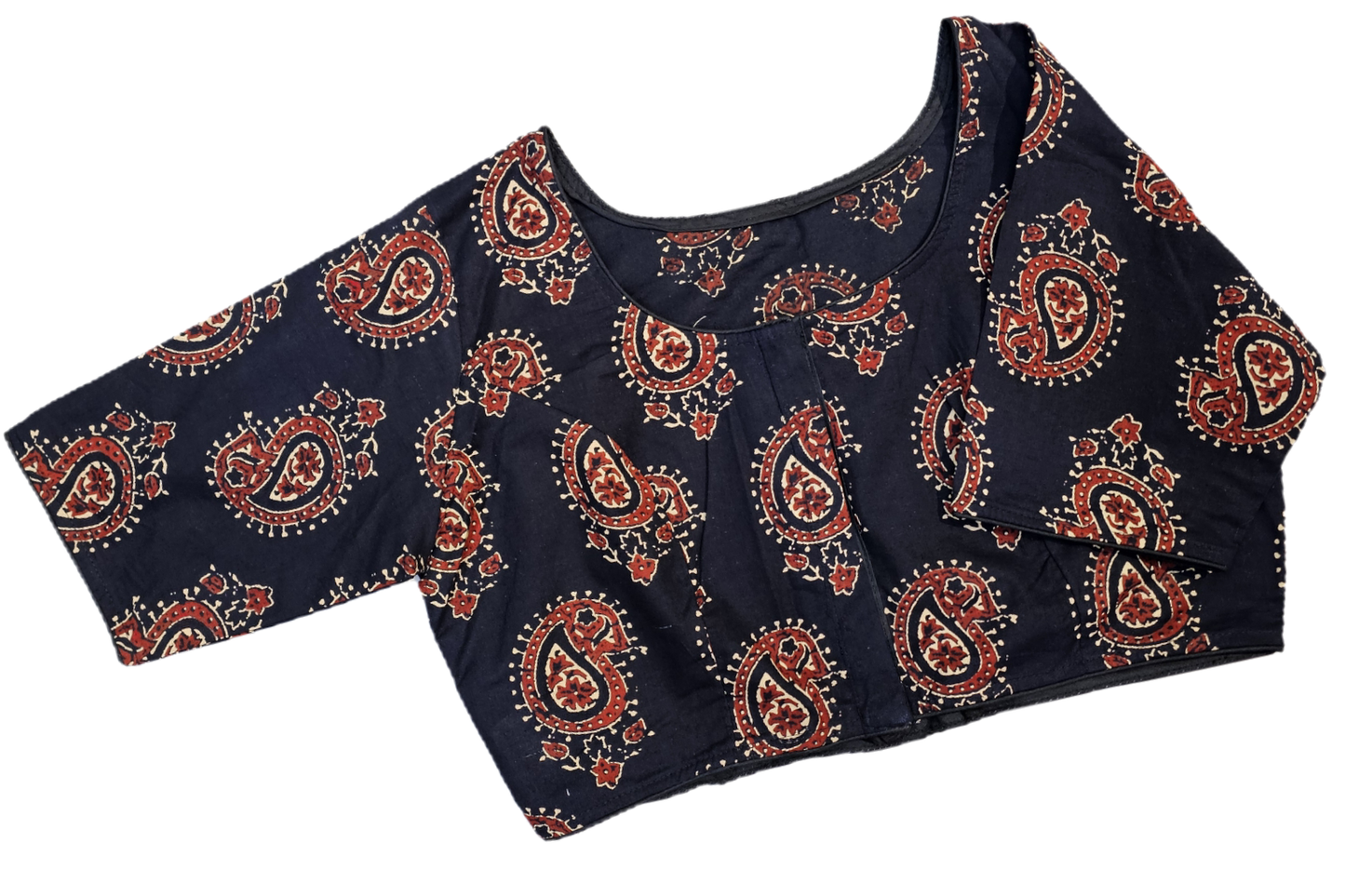 Big Size Pure Cotton Readymade Blouse with Ajrakh prints-Non Padded