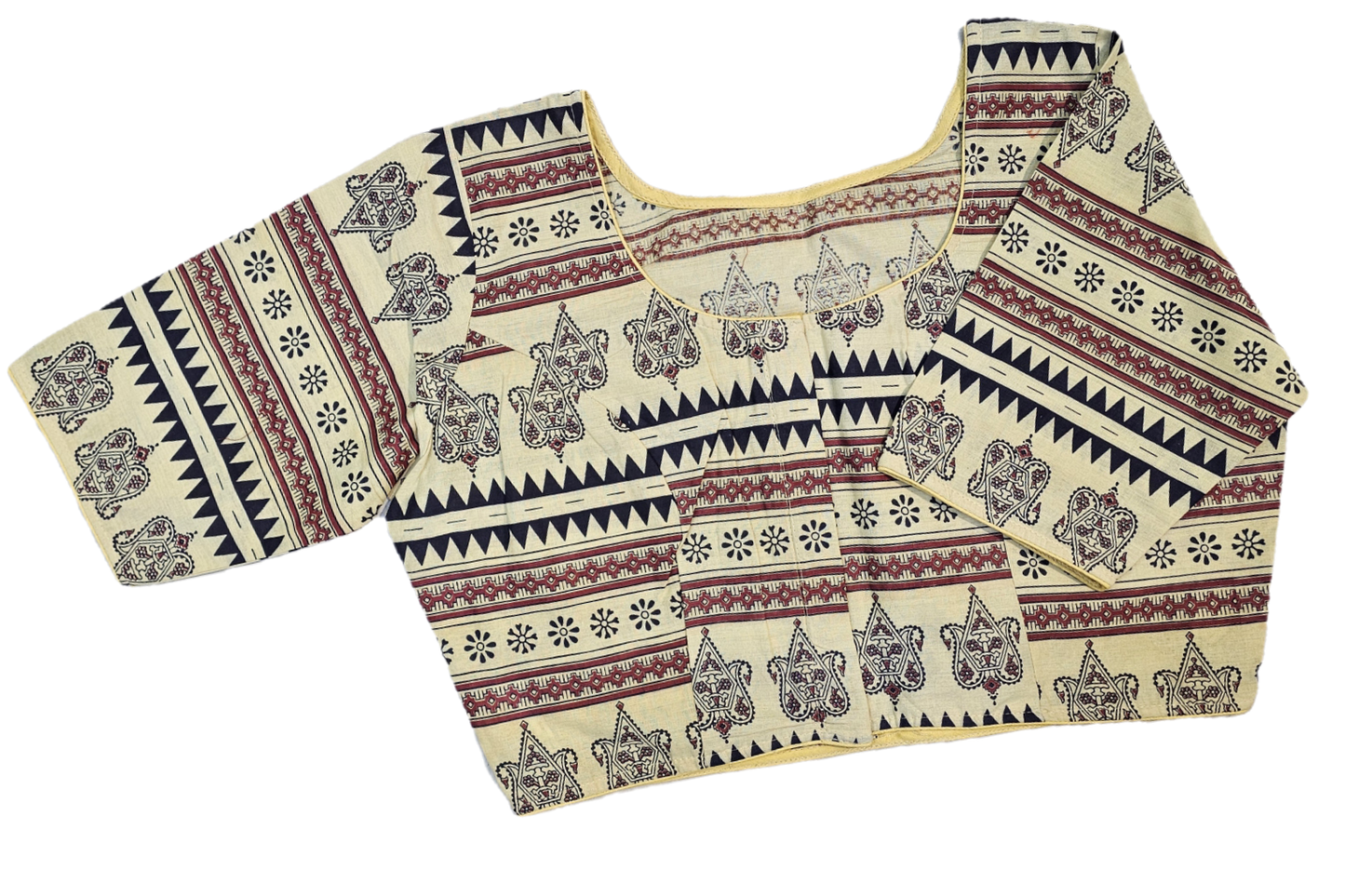 Big Size Pure Cotton Readymade Blouse with Ajrakh prints-Non Padded