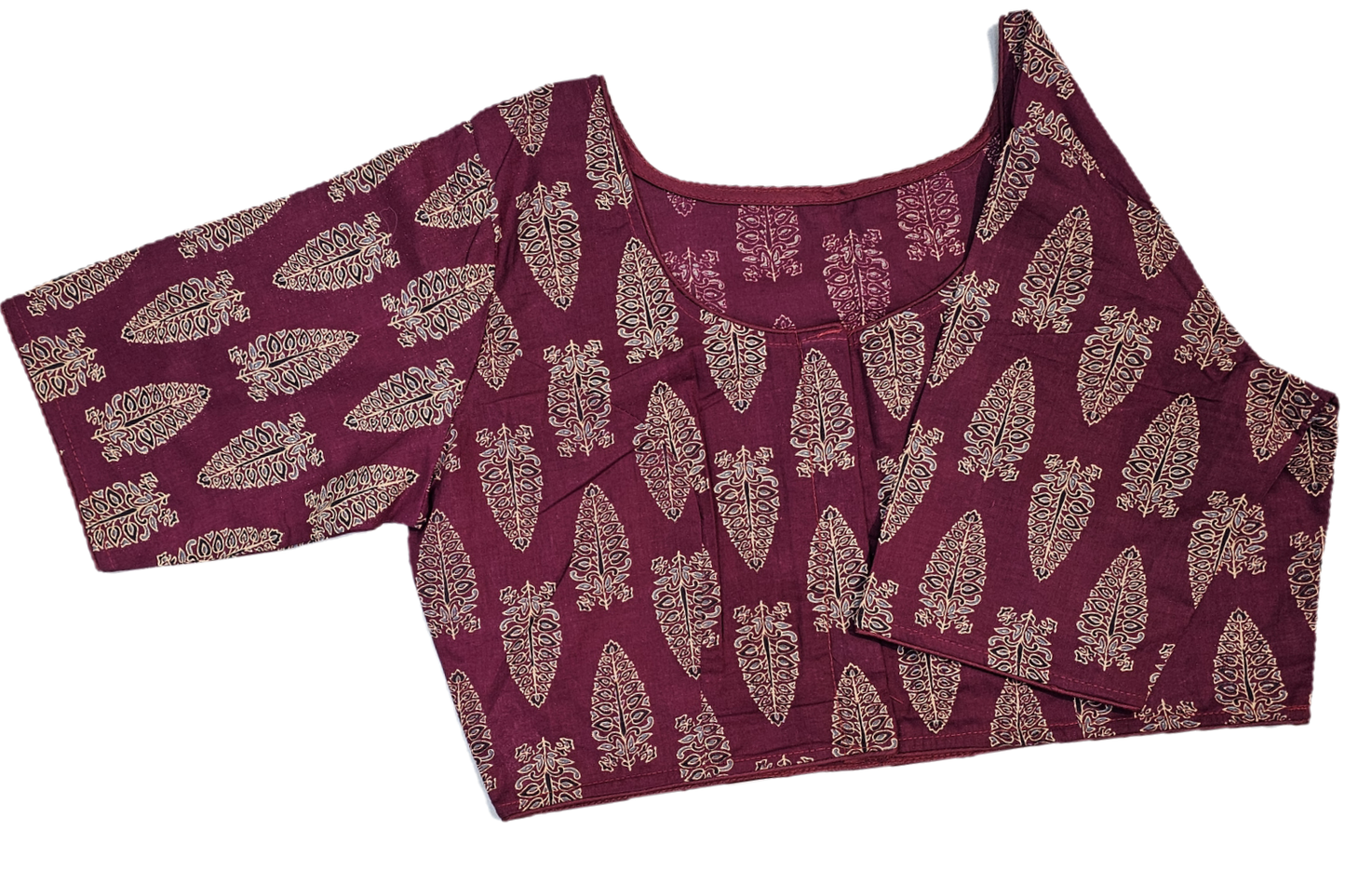 Big Size Pure Cotton Readymade Blouse with Ajrakh prints-Non Padded