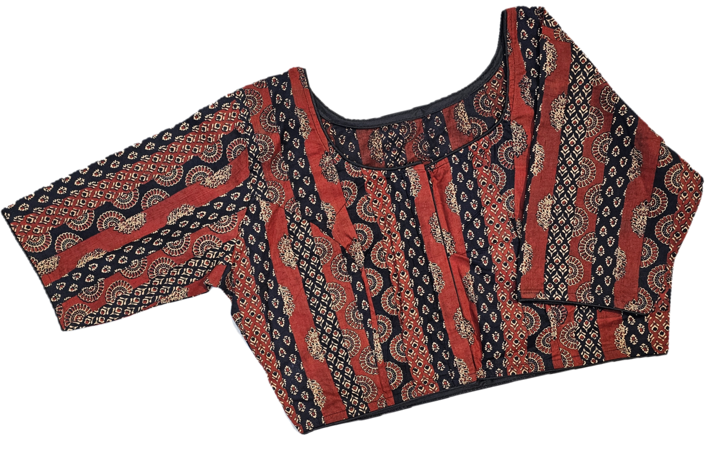 Big Size Pure Cotton Readymade Blouse with Ajrakh prints-Non Padded