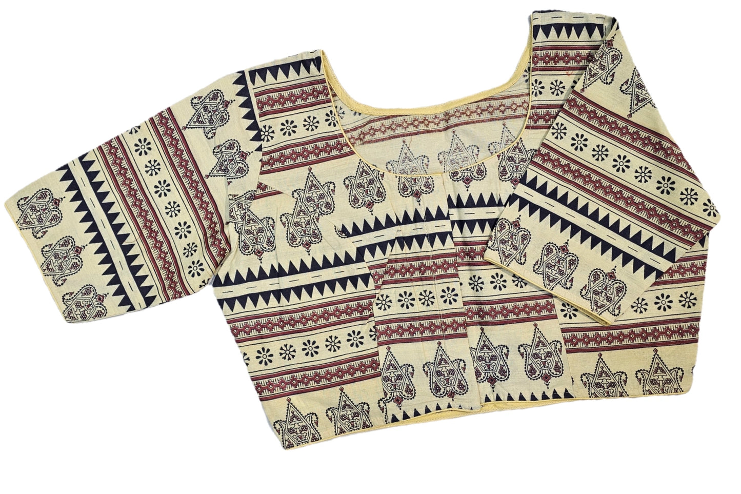 Big Size Pure Cotton Readymade Blouse with Ajrakh prints-Non Padded