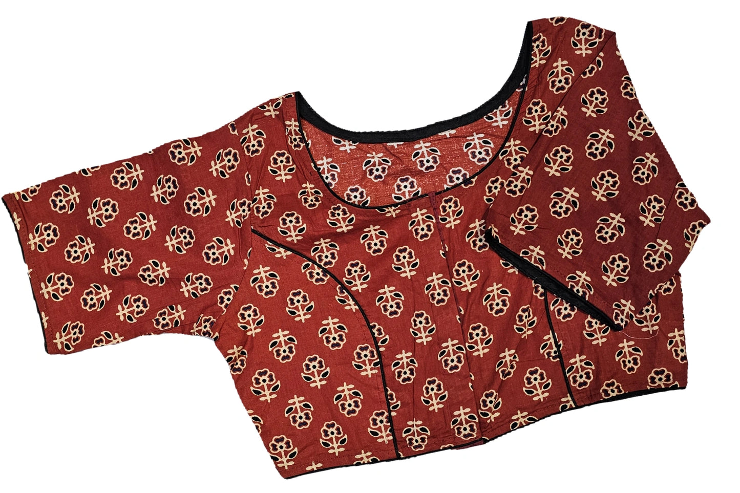 Big Size Pure Cotton Readymade Blouse with Ajrakh prints-Non Padded