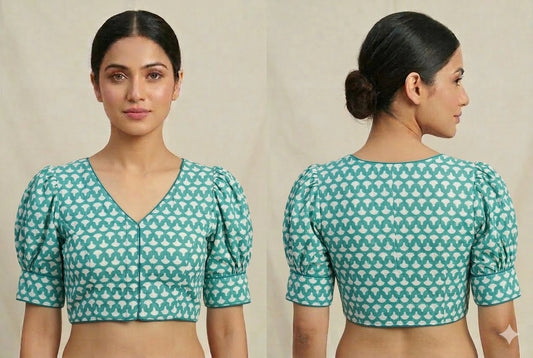 Printed Cotton Ballon Sleeves Readymade Blouse