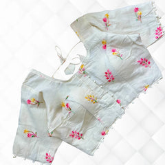 Cambric Cotton Readymade Blouse Front Open