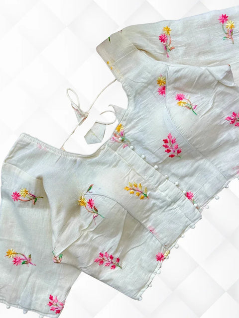 Cambric Cotton Readymade Blouse Front Open