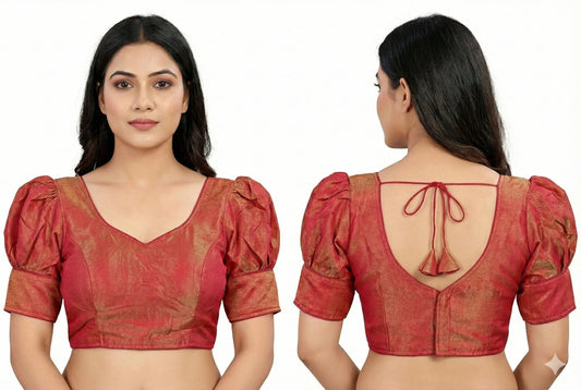 Ballon Sleeves Plain Readymade Blouse