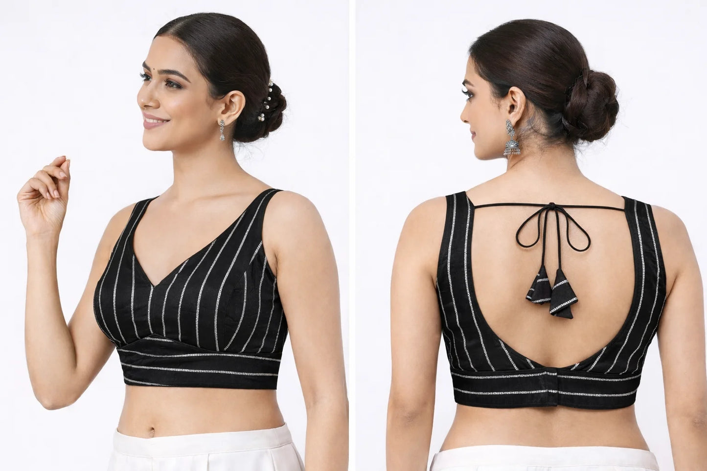 Fandy Silver Strip Readymade Blouse