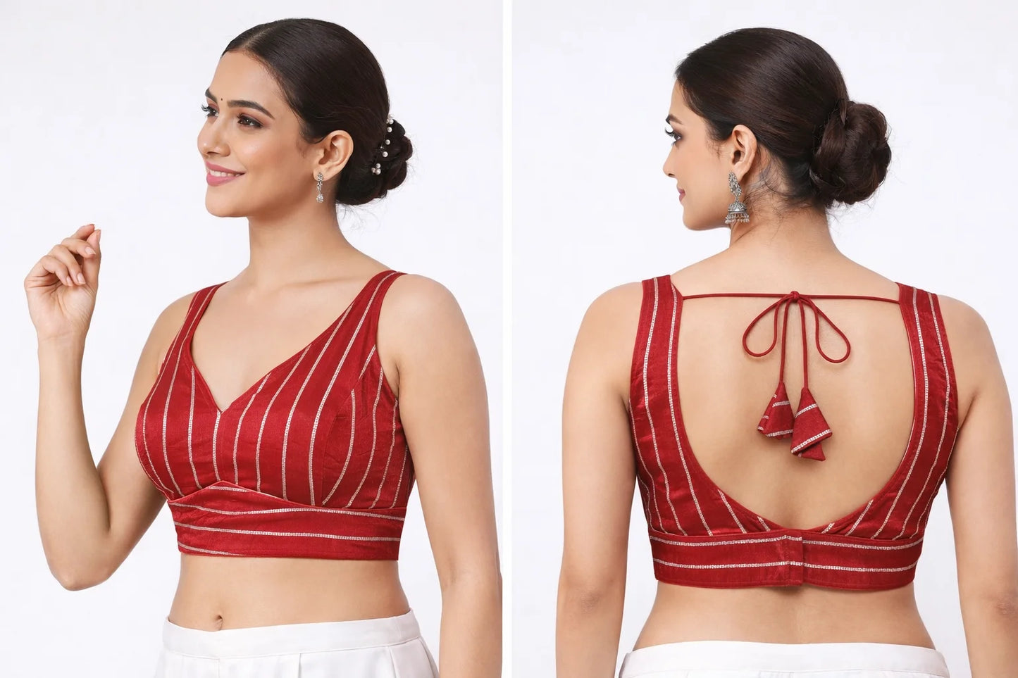 Fandy Silver Strip Readymade Blouse