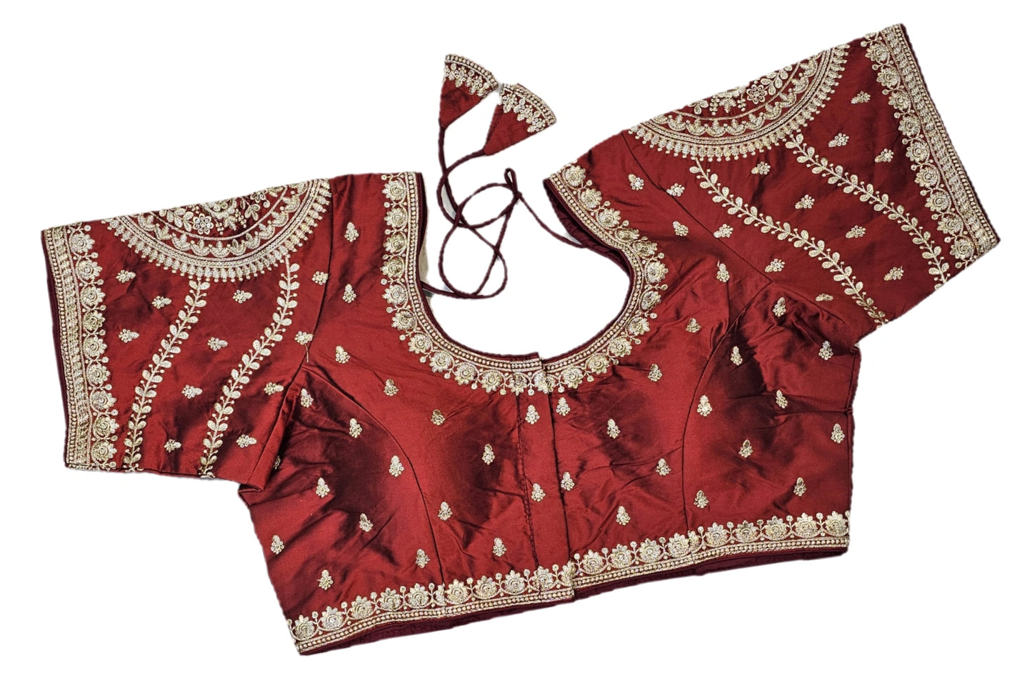 Bridal Look Plus Size Zari Embroidery Blouse with Designer Back Tie-Up
