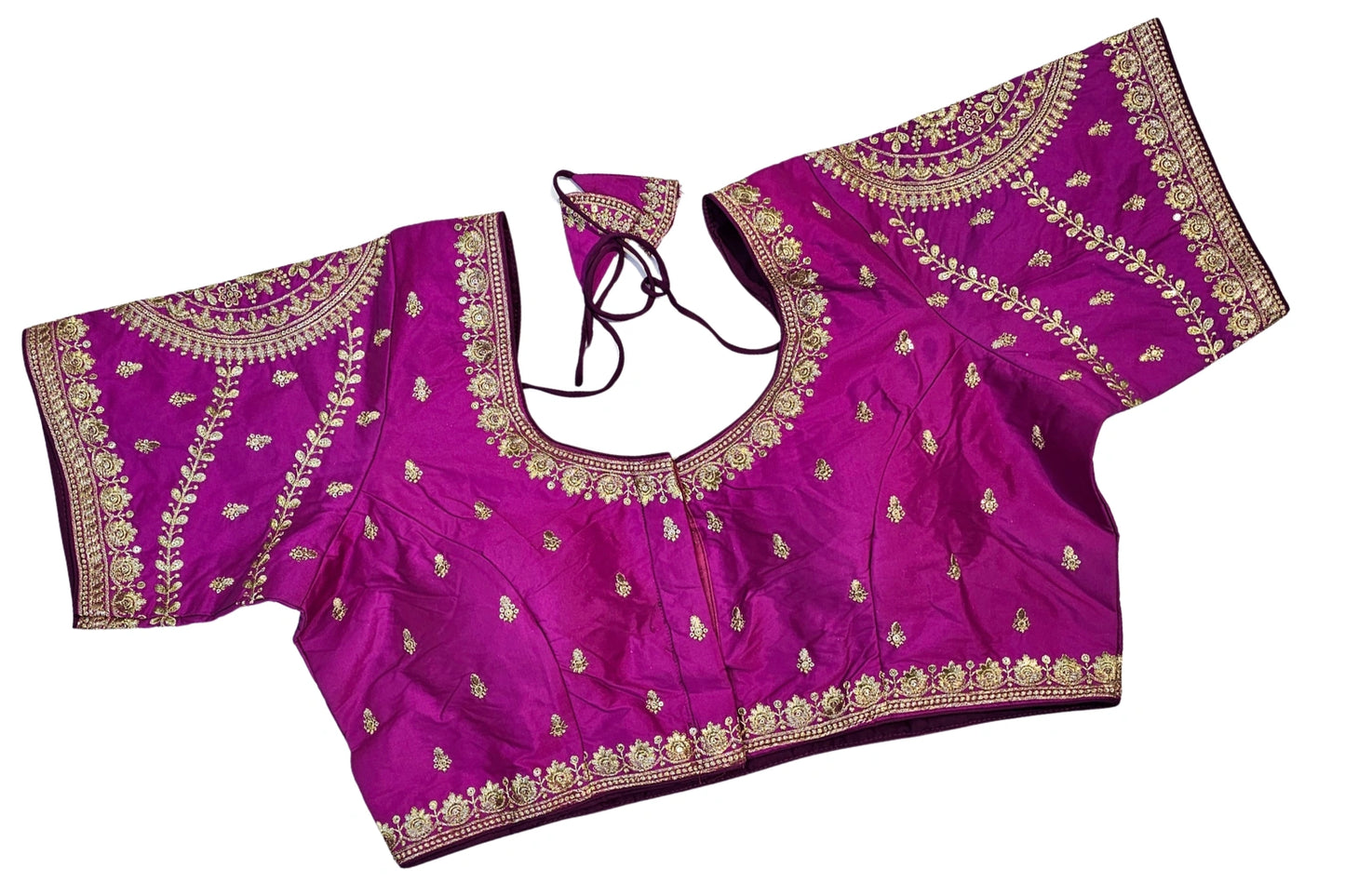 Bridal Look Plus Size Zari Embroidery Blouse with Designer Back Tie-Up