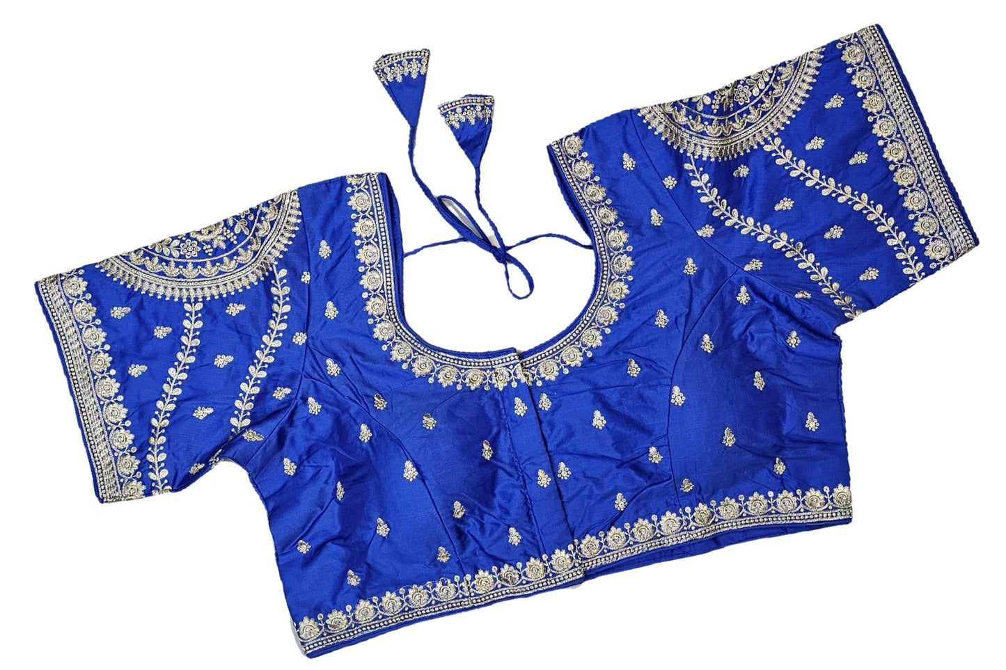 Bridal Look Plus Size Zari Embroidery Blouse with Designer Back Tie-Up